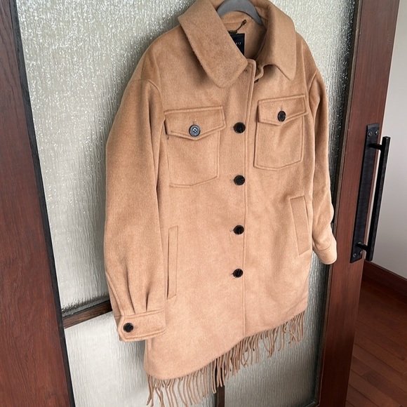 Sanctuary Camel Fringe Wool Blend Coat Size XS fits to Medium NWT - Picture 4 of 10